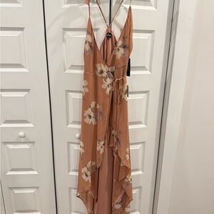 Lulu's Peach Floral Maxi Dress